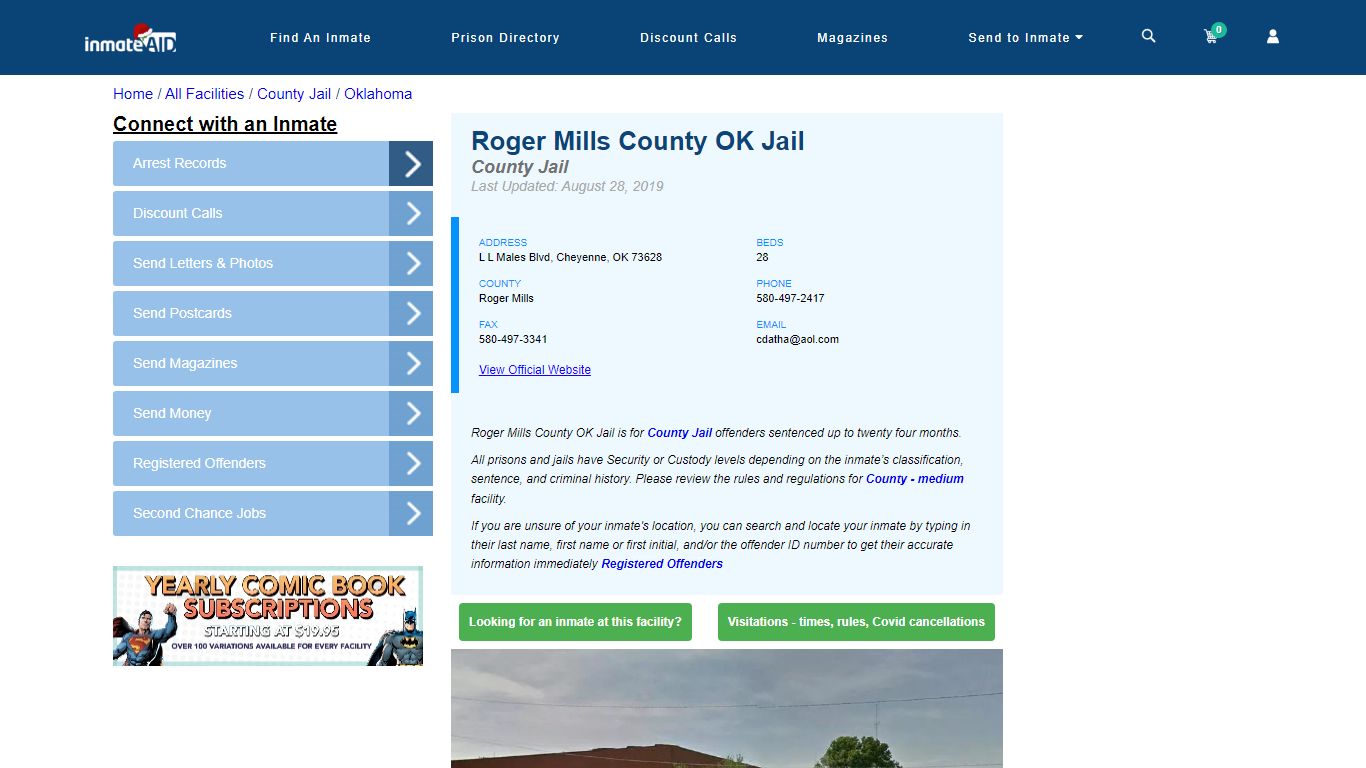 Roger Mills County OK Jail - Inmate Locator - Cheyenne, OK